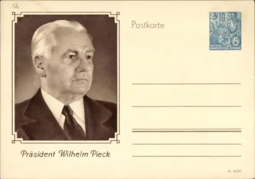 Ganzsachen Ak Wilhelm Pieck, Präsident der DDR von 194 bis 1960