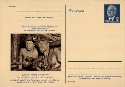Ganzsachen Ak Jungen werdet Bergmann, Bergleute bei der Arbeit