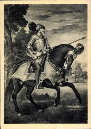 Künstler Ak Tizian, Karl V. vor der Schlacht bei Mühlberg 1547