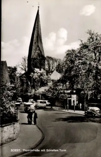Ak Soest in Westfalen, Thomästraße, Schiefer Turm
