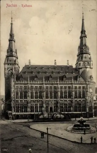 Ak Aachen, Aachen - Rathaus,  Abbildung, schwarz-weiß