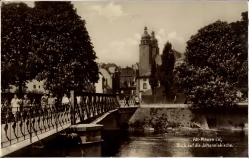 Ak Plauen im Vogtland, Johanniskirche, Brücke