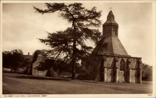 Ak Glastonbury South West England, Abbots Kitchen,  Baum, Ruinen