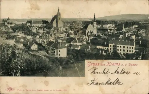 Ak Krems an der Donau Niederösterreich, Stadtansicht von Krems, Donau,  Gebäude, 