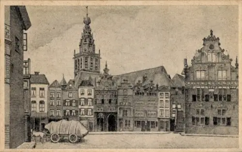 Ak Nijmegen Gelderland, Marktplatz