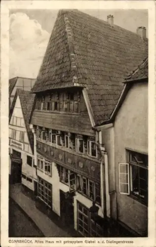 Ak Osnabrück in Niedersachsen, Altes Haus, getrepptes Giebel, Dielingerstraße