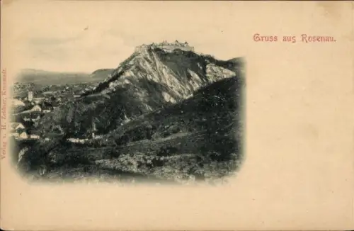 Ak Râșnov Rosenau Rumänien, Gesamtansicht, Gebirge