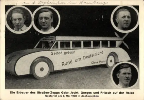 Ak Erbauer des Straßen Zepps ohne Motor, Gebr. Gorges
