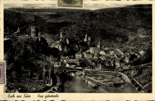Ak Esch sur Sure Esch an der Sauer Luxemburg, Schwarzwälder Landschaft, Fluss, alte Burgen, Gebäu