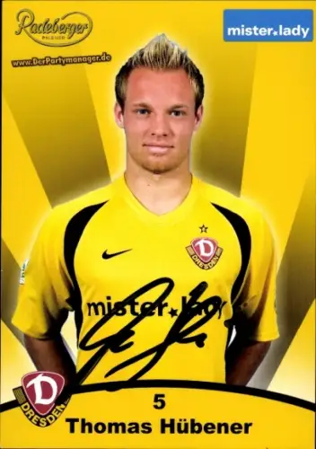 Autogrammkarte Fußballer Thomas Hübener, SG Dynamo Dresden, Autogramm