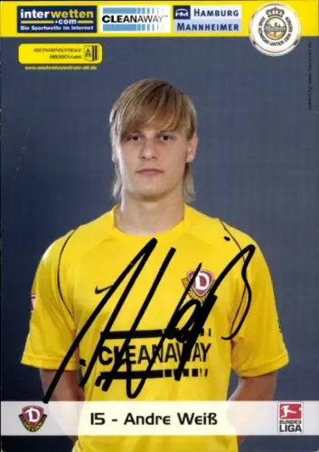 Autogrammkarte Fußballer Andre Weiß, SG Dynamo Dresden, Autogramm