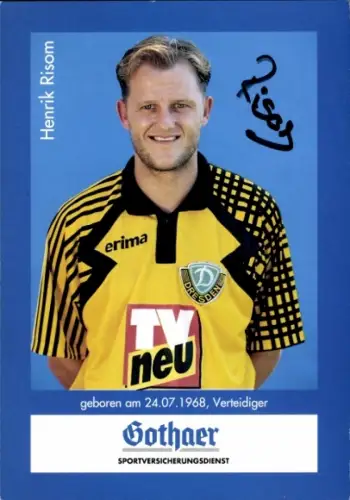 Autogrammkarte Fußballer Henrik Risom, SG Dynamo Dresden, Autogramm