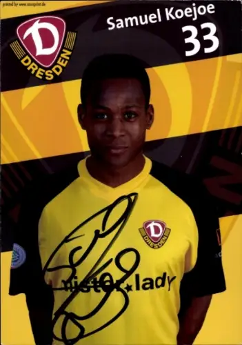 Autogrammkarte Fußballer Samuel Koejoe, SG Dynamo Dresden, Autogramm