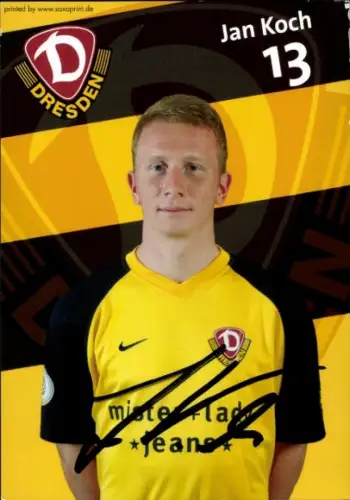 Autogrammkarte Fußballer Jan Koch, SG Dynamo Dresden, Autogramm