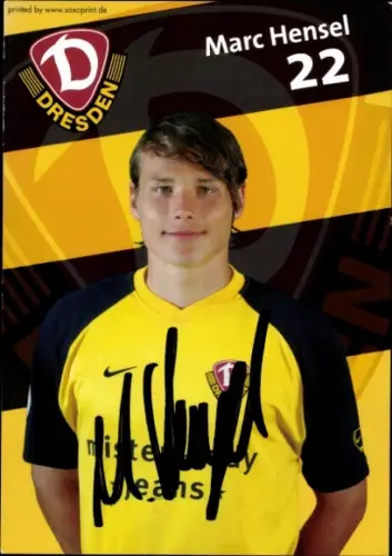 Autogrammkarte Fußballer Marc Hensel, SG Dynamo Dresden, Autogramm
