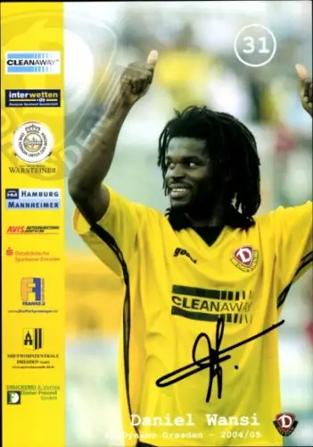 Autogrammkarte Fußballer Daniel Wansi, SG Dynamo Dresden, Autogramm