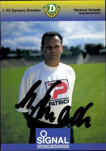 Autogrammkarte Assistenztrainer Hartmut Schade, 1. FC Dynamo Dresden, Autogramm