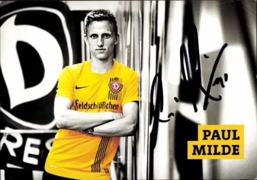 Autogrammkarte Fußballer Paul Milde, SG Dynamo Dresden, Autogramm