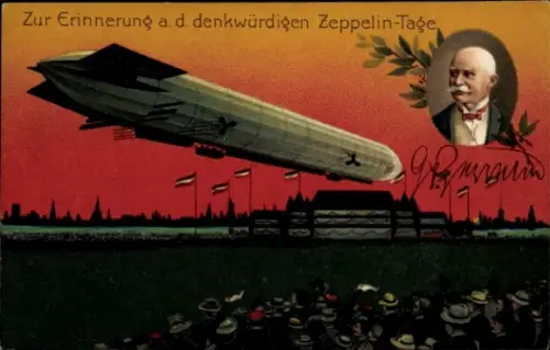 Ak Denkwürdige Zeppelin-Tage, Luftschiff