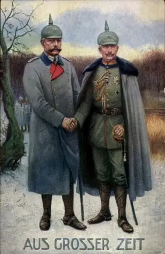 Künstler Ak Aus Großer Zeit, Kaiser Wilhelm II., Generalfeldmarschall Paul von Hindenburg
