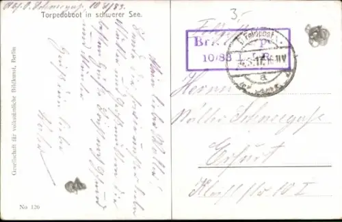 Ak Deutsches Kriegsschiff, Torpedoboot in schwerer See