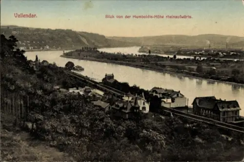 Ak Vallendar am Rhein,  Blick von der Humboldts-Höhe, Rhein, Flusslandschaft, Häuser