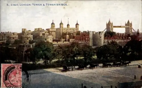 Ak London England,  Tower of London, Tower Bridge