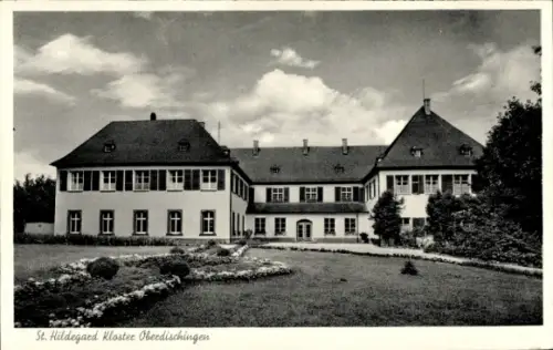 Ak Oberdischingen Alb Donau Kreis, St. Hildegard Kloster  Gebäude, Garten, Wolken