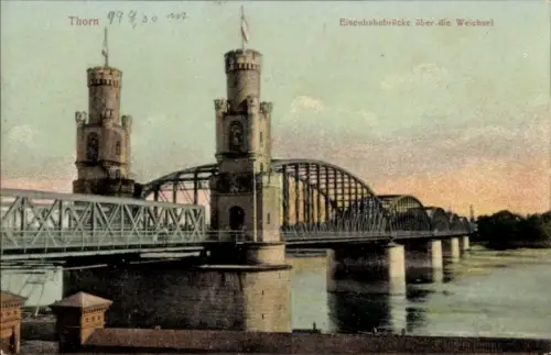 Ak Toruń Thorn Westpreußen, Eisenbahnbrücke