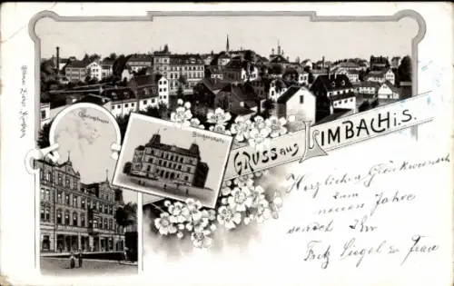 Litho Limbach Oberfrohna, Gartenstraße, Bürgerschule, Panorama