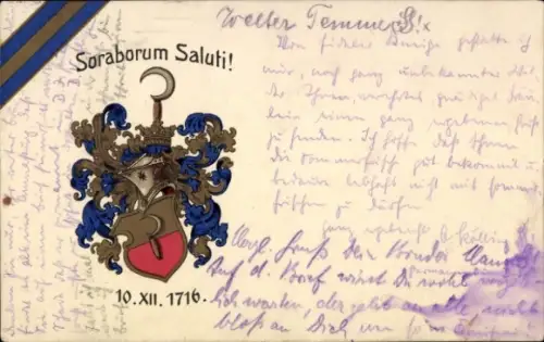 Studentika Ak Leipzig, Soraborum Saluti, 10. XII. 1716, Wappen