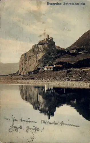 Ak Strekov Schreckenstein Ústí nad Labem Aussig Elbe Stadt, Burgruine  Wasserreflexion, 