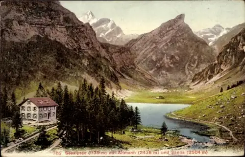 Ak Halbkanton Appenzell Außerrhoden, Berg Säntis, Seealpsee, Altmann