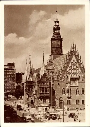 Ak Wrocław Breslau Schlesien, Rathaus, Ring, Ratusz, Rynek