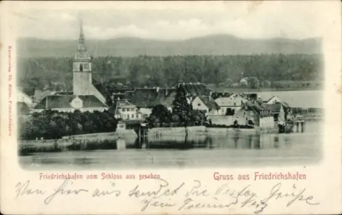Ak Friedrichshafen am Bodensee, Ort vom Schloss aus gesehen