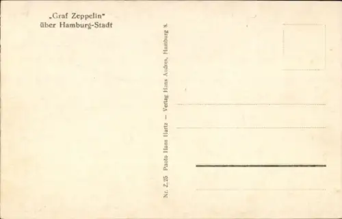 Ak Hamburg, Luftschiff LZ 127 Graf Zeppelin über der Stadt