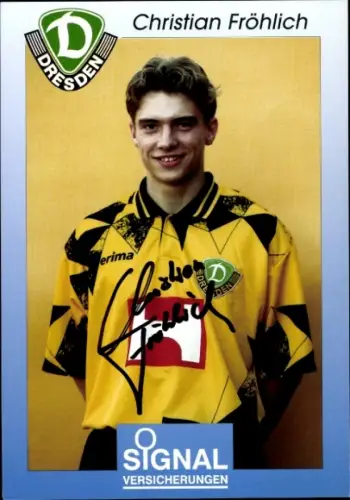 Autogrammkarte Fußballer Christian Fröhlich, SG Dynamo Dresden, Autogramm