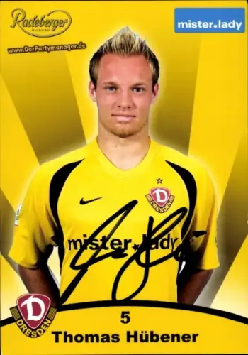 Autogrammkarte Fußballer Thomas Hübener, SG Dynamo Dresden, Autogramm