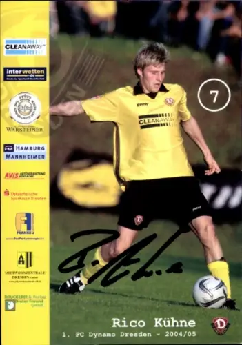 Autogrammkarte Fußballer Rico Kühne, SG Dynamo Dresden, Autogramm