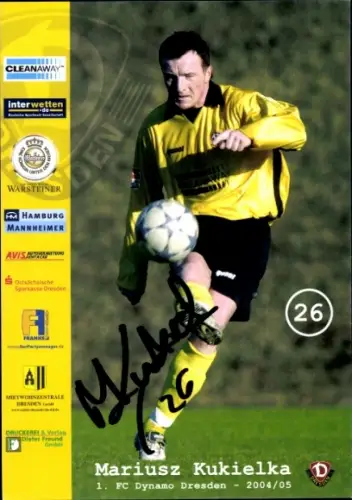Autogrammkarte Fußballer Mariusz Kukielka, SG Dynamo Dresden, Autogramm