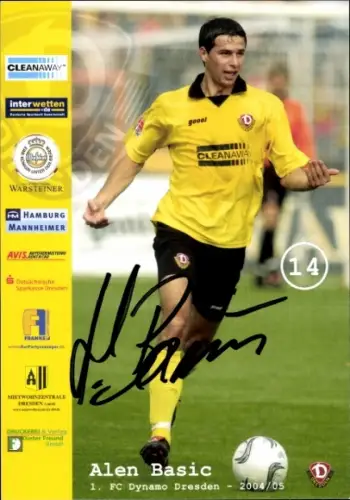 Autogrammkarte Fußballer Alen Basic, SG Dynamo Dresden, Autogramm