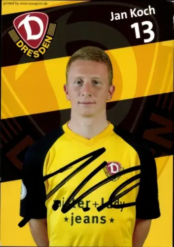 Autogrammkarte Fußballer Jan Koch, SG Dynamo Dresden, Autogramm
