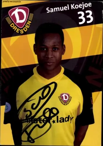 Autogrammkarte Fußballer Samuel Koejoe, SG Dynamo Dresden, Autogramm