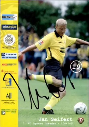 Autogrammkarte Fußballer Jan Seifert, SG Dynamo Dresden, Autogramm