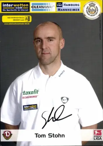 Autogrammkarte Fußballer Tom Stohn, SG Dynamo Dresden, Autogramm