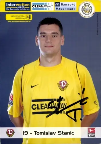 Autogrammkarte Fußballer Tomislav Stanic, SG Dynamo Dresden, Autogramm