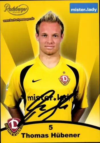 Autogrammkarte Fußballer Thomas Hübener, SG Dynamo Dresden, Autogramm