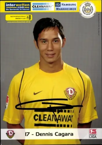Autogrammkarte Fußballer Dennis Cagara, SG Dynamo Dresden, Autogramm