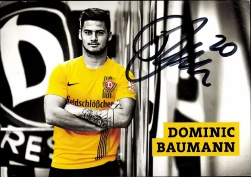 Autogrammkarte Fußballer Dominic Baumann, SG Dynamo Dresden, Autogramm
