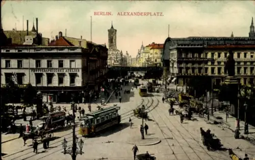 Ak Berlin Mitte, Alexanderplatz, Straßenbahn